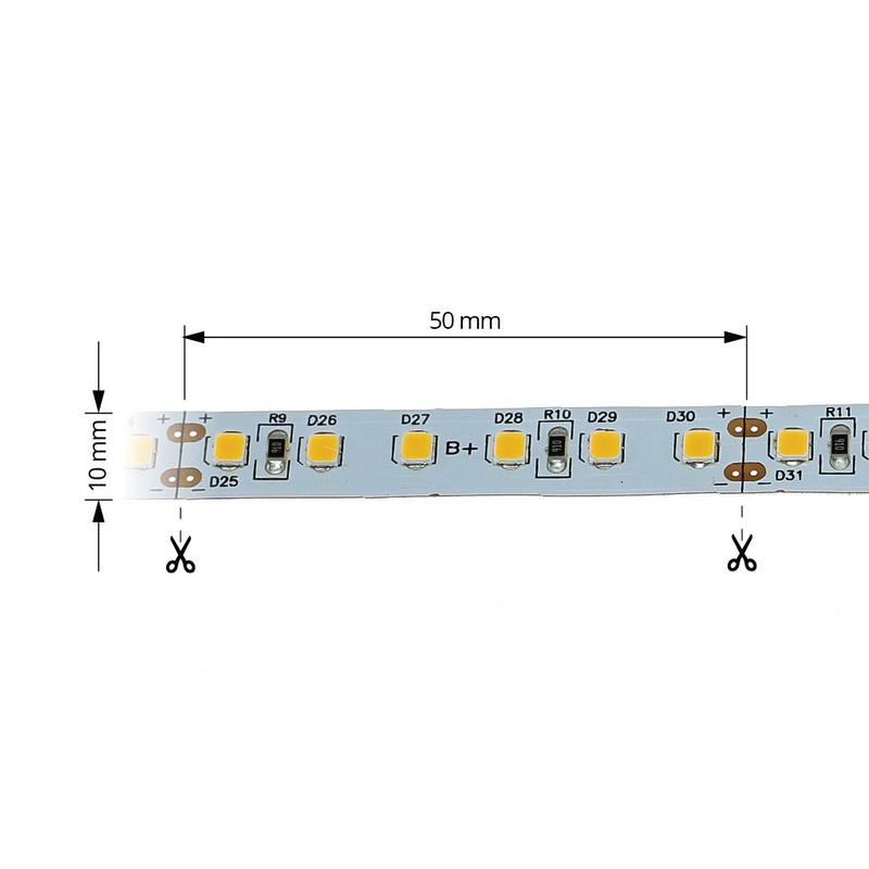 LED pás 19,2W, 24V, 120pcs/m - 2835 SMD, teplá biela, IP20, šírka 10mm