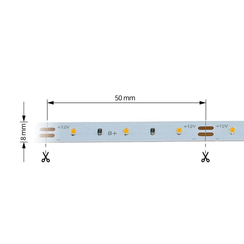 LED pás 4,8W, 12V, 60pcs/m - 2216 SMD, teplá biela, IP20, šírka 8mm