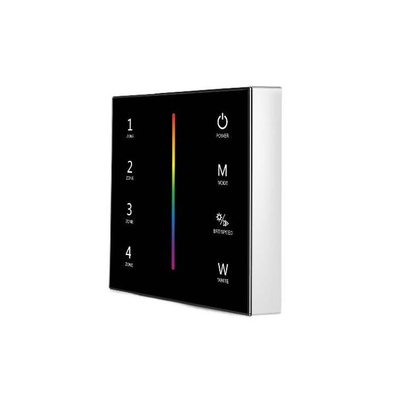 Nástenný čierny diaľkový RGB+W T24 ovládač dotykový, 4-kanálový