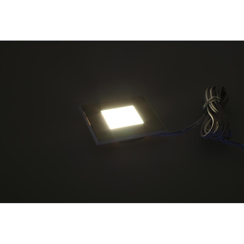 Pochôdzné parketové LED svietidlo, štvorcové, teplá biela, 0,5W, 12V,IP65