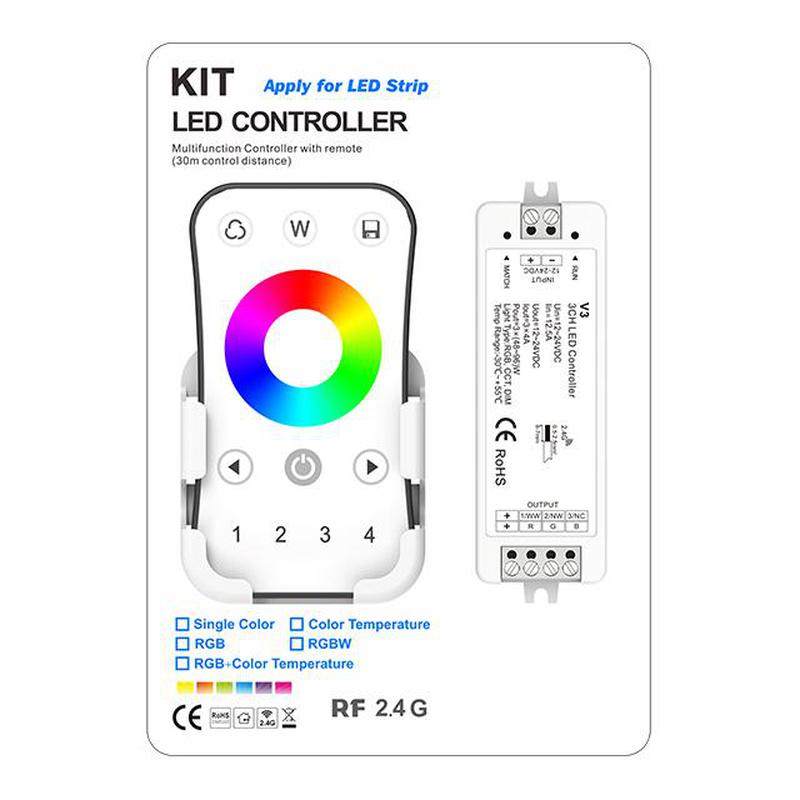 Set diaľkový ovládač+prijímač V3 pre RGB LED pásy, 4-kanálový