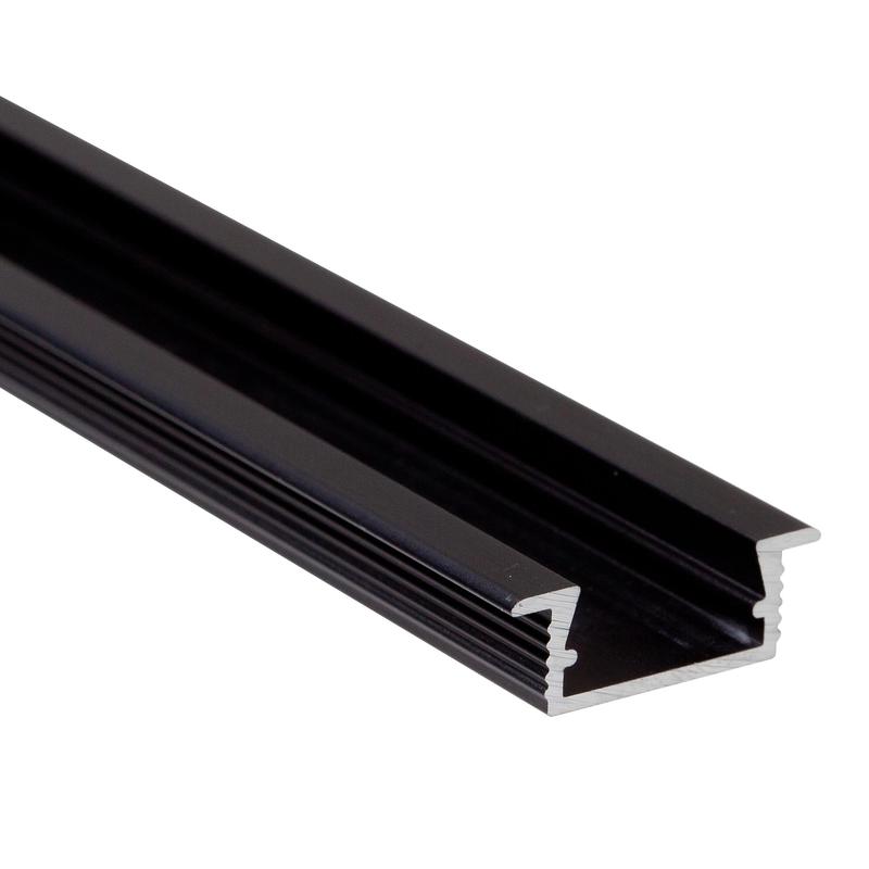 Zápustný hliníkový profil CC03, čierny, 23x8mm