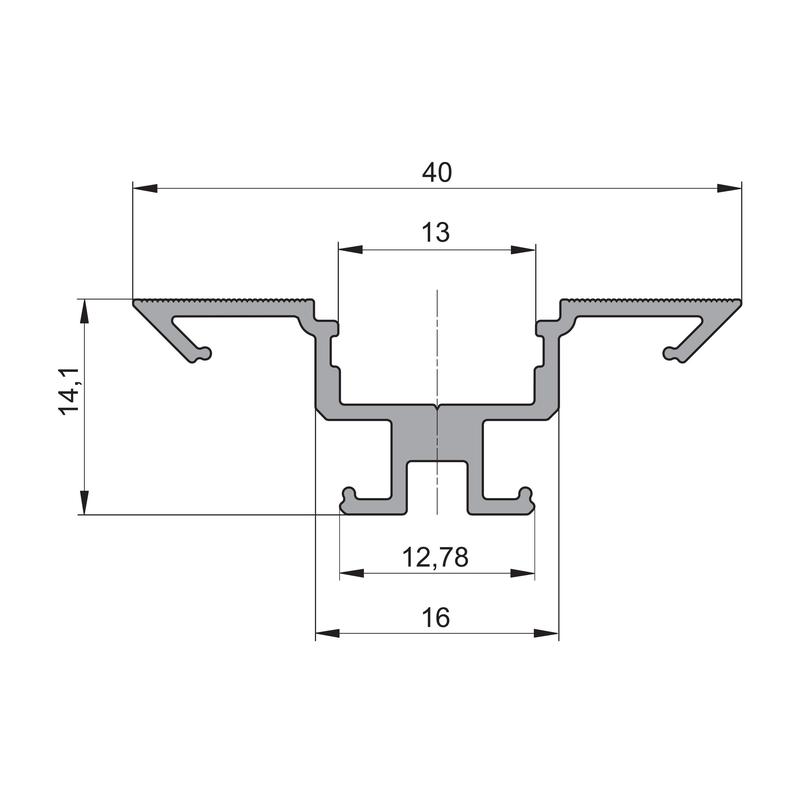 Rohový hliníkový profil XC05, strieborný, 40x14mm