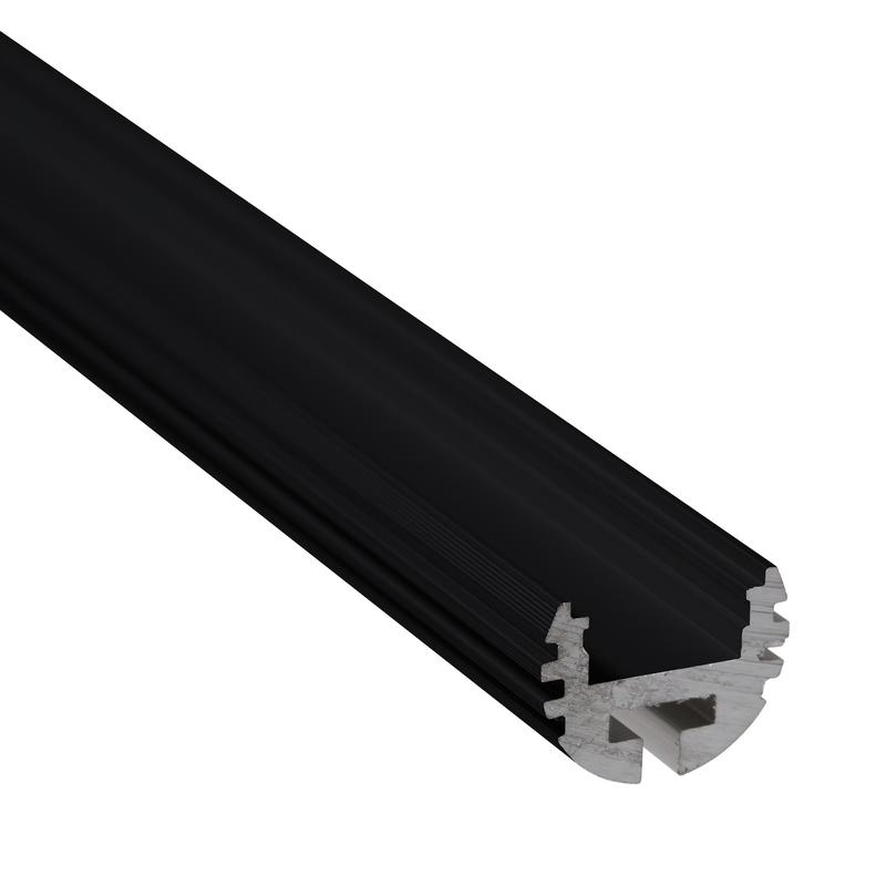 Povrchový hliníkový profil CC07, čierny, 21x15,8mm