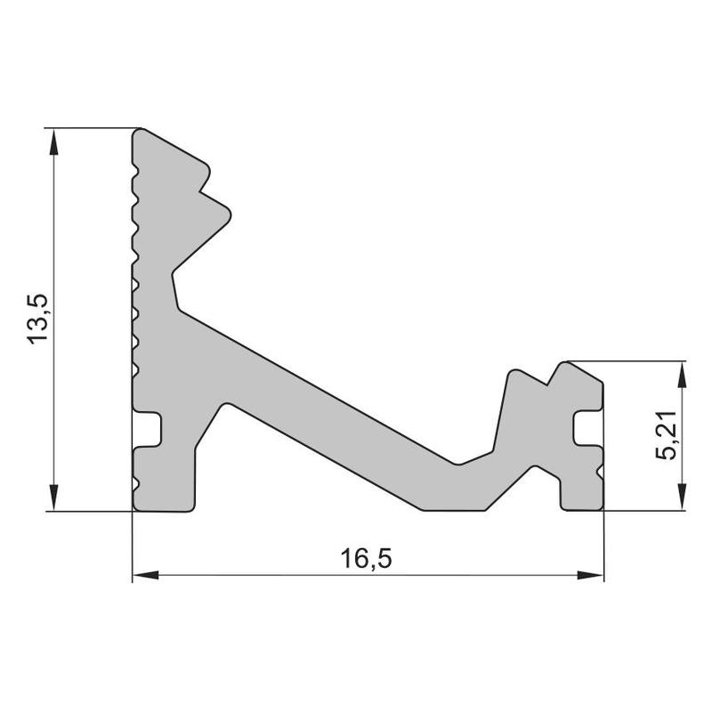 Rohový hliníkový profil XC15, strieborný, 16,5x13,5mm