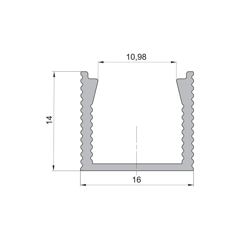 Povrchový hliníkový profil XC25, strieborný, 16x14mm