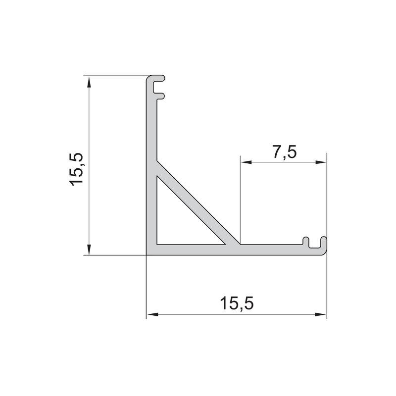 Rohový hliníkový profil XC31 15,5x15,5mm