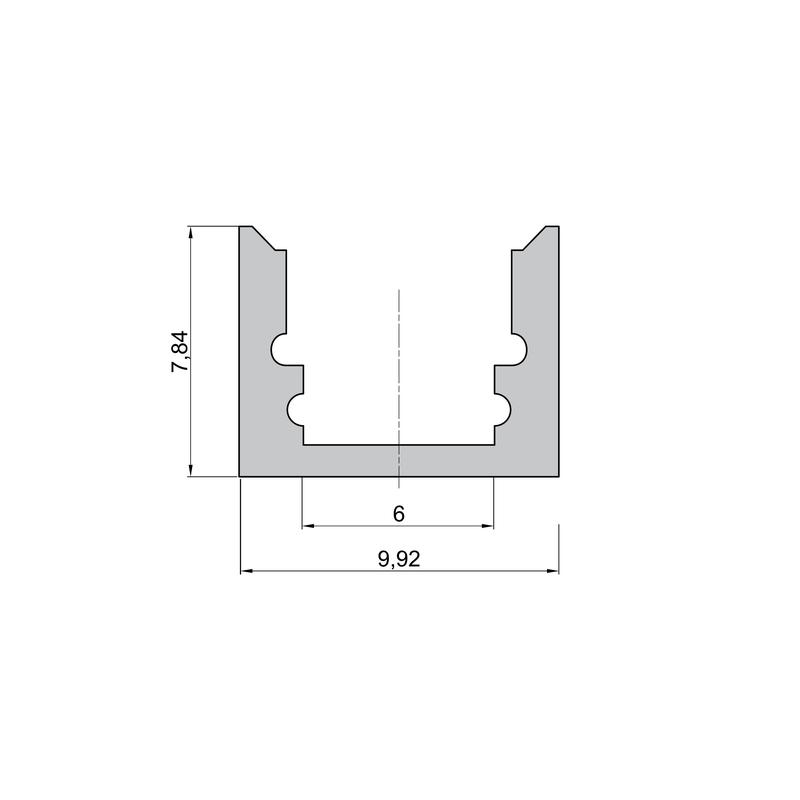 Povrchový hliníkový profil XC35 + difúzor, strieborný