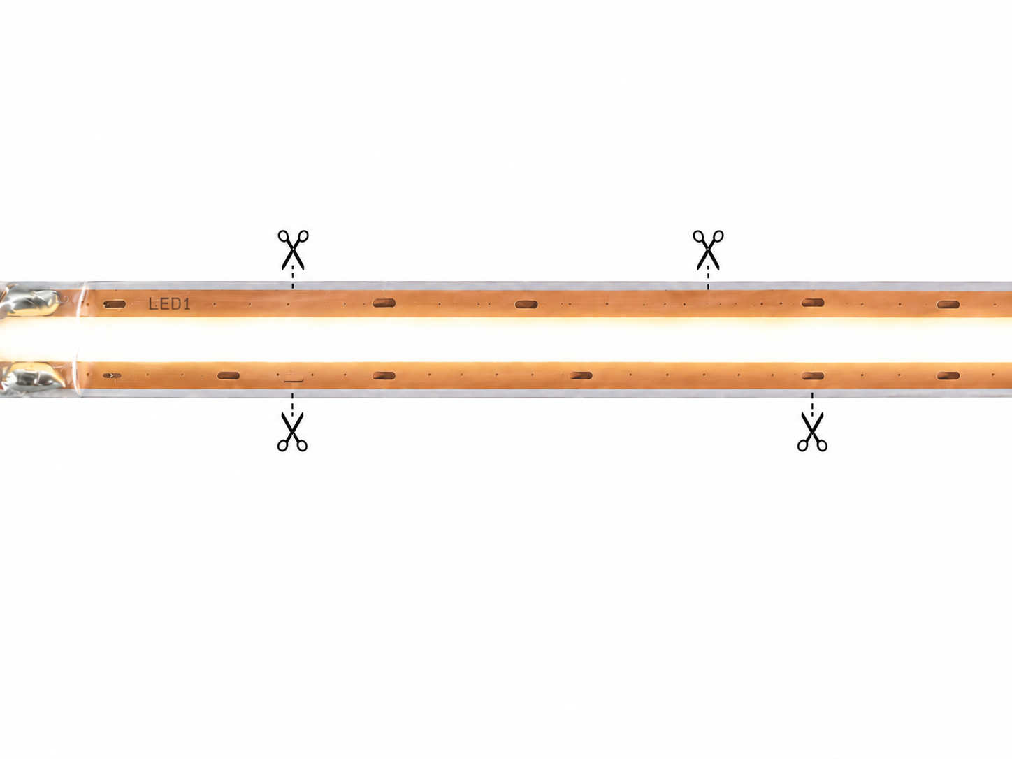 LED pás, COB, 528pcs/m, 10W/m, IP20, 4000K, 24V, 8mm, FREECUT – Obrázok 2