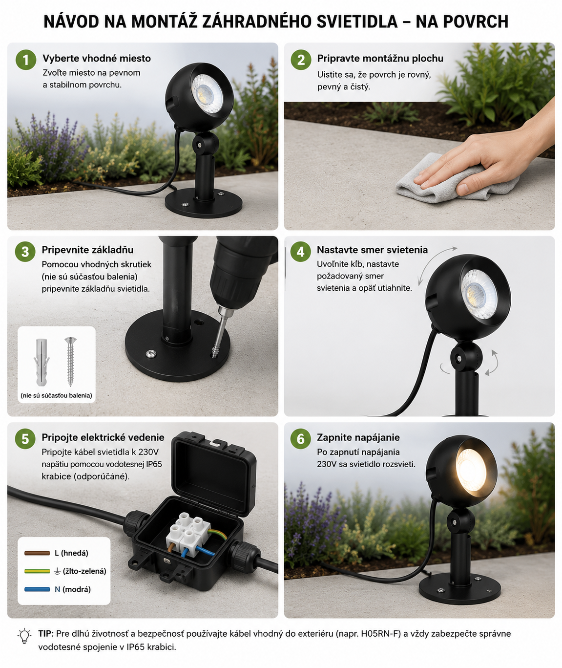 LED svietidlo záhradné EYE čierne s PODSTAVOU 6W, WW, 230V – Obrázok 3