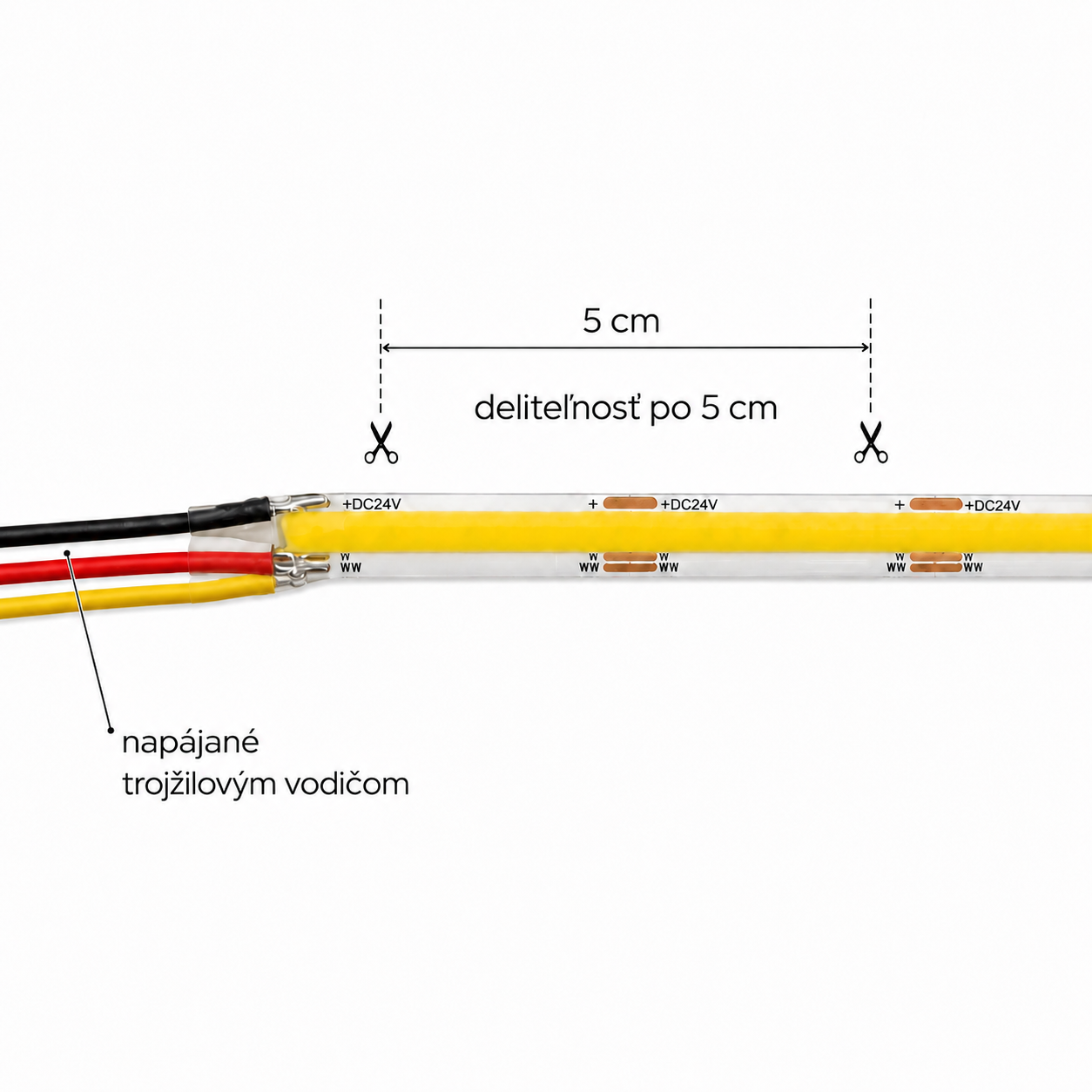 LED pás, COB, 512pcs/m, 16W, IP20, CCT, 24V, šírka 8mm – Obrázok 4