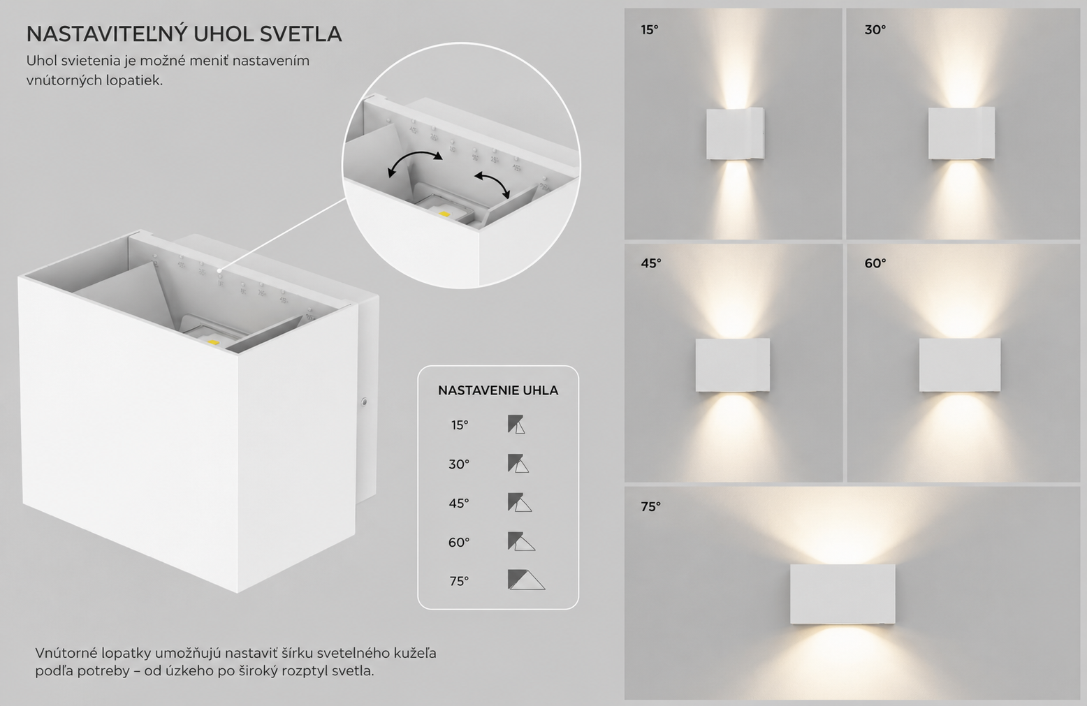 LED svietidlo fasádne WALLCUBE biele, 10W, NW, 230V – Obrázok 2