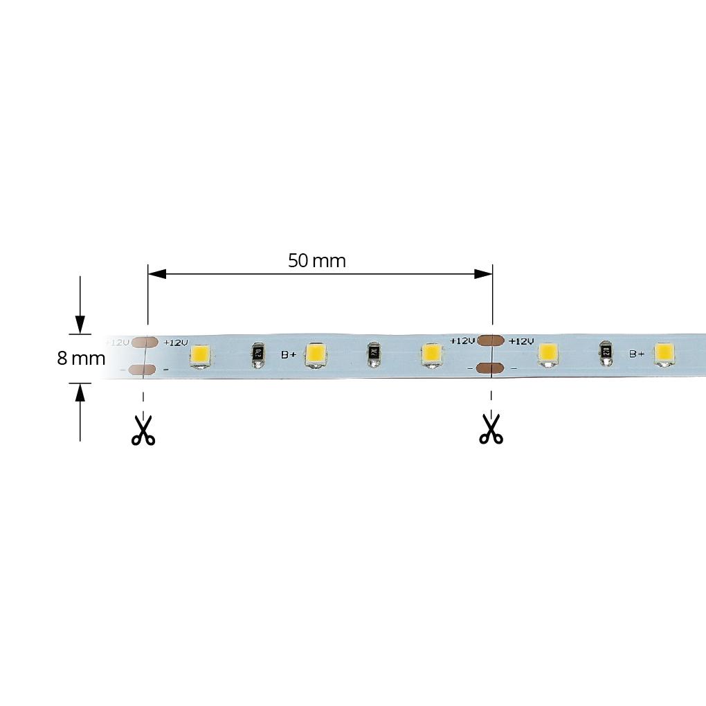 LED pás 3,6W, 12V, 60pcs/m - 2835 SMD, CW, IP20, šírka 8mm – Obrázok 2