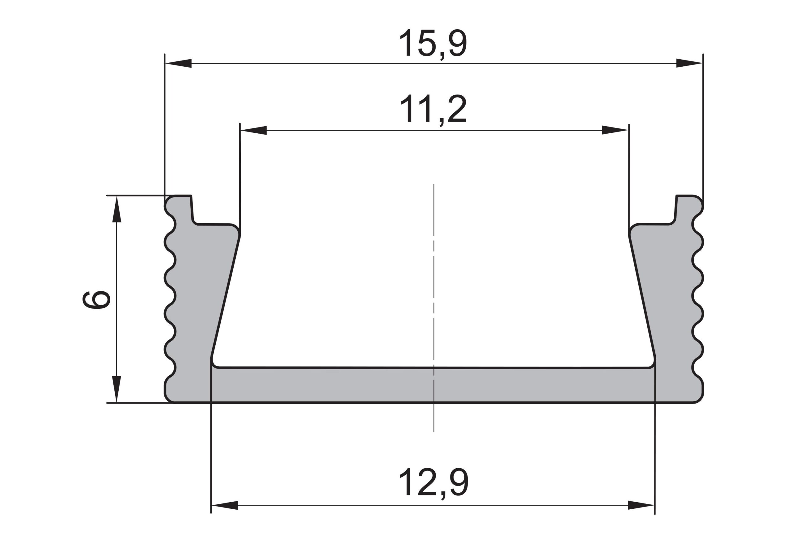 Povrchový hliníkový profil BC11, bronzový, 16x6mm - Image 2